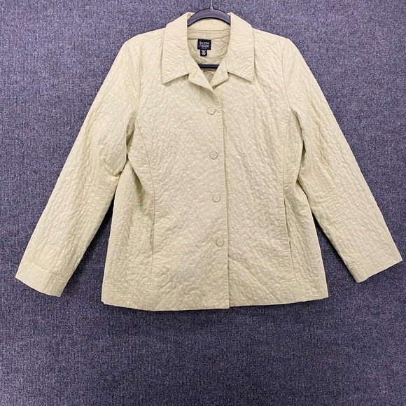 Eileen Fisher Jackets & Blazers - Eileen Fisher Jacket Womens PM‎ Petite Green Quilted Button Up Outdoor Barn Farm